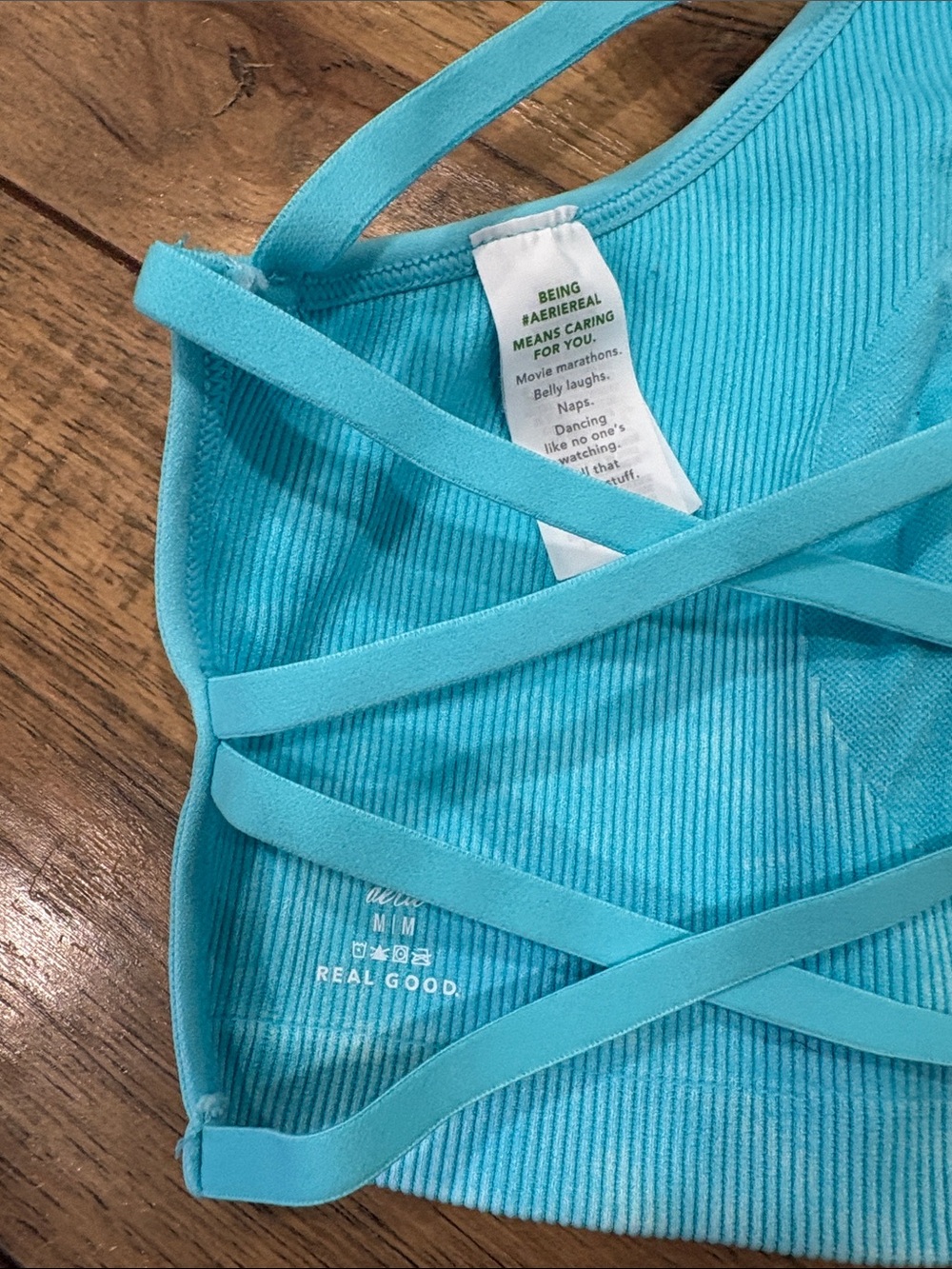 aerie Ribbed V-Neck Bralette in Bright Turquoise - Picture 5 of 6